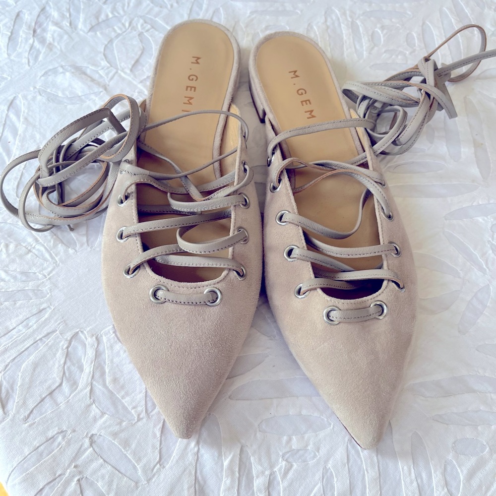 M.Gemi  beige colored lace up flat shoes. Brand new .